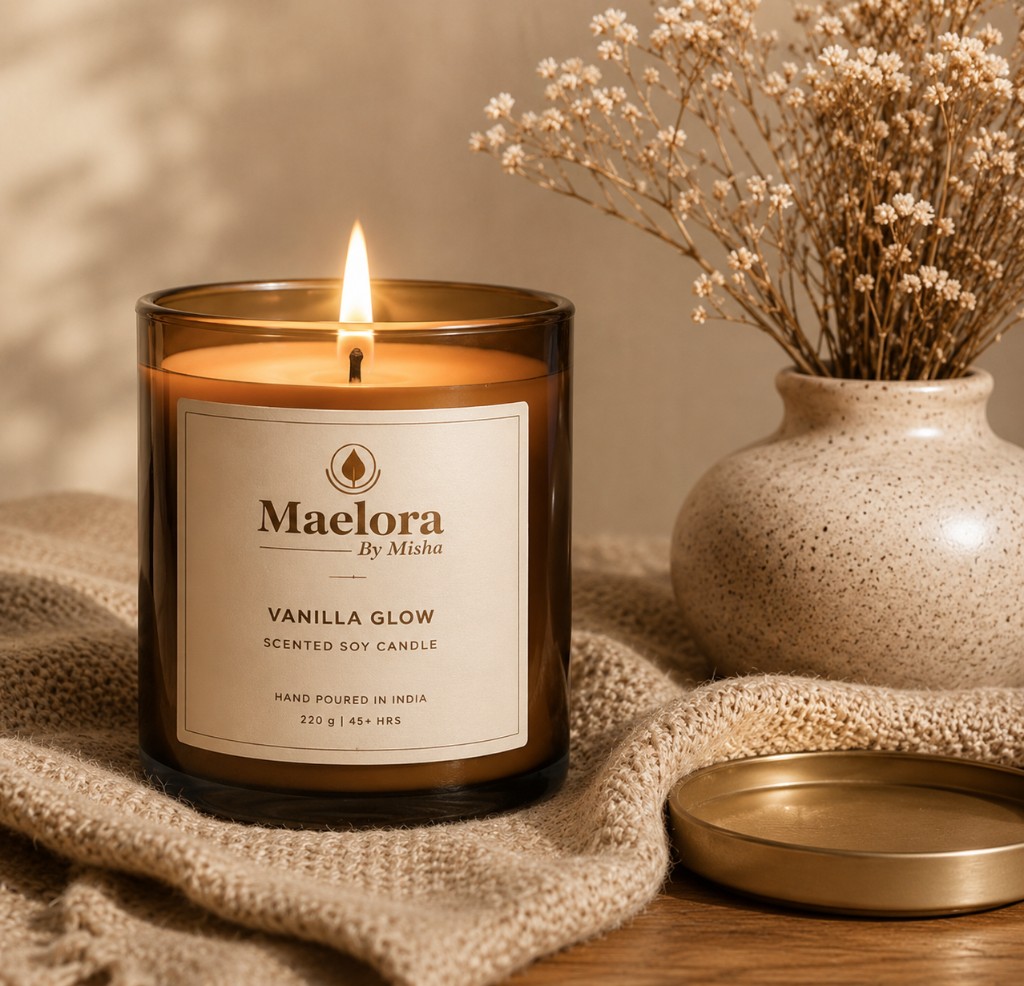 Handmade scented candle by Maelora by Misha — handcrafted candle with a quiet glow