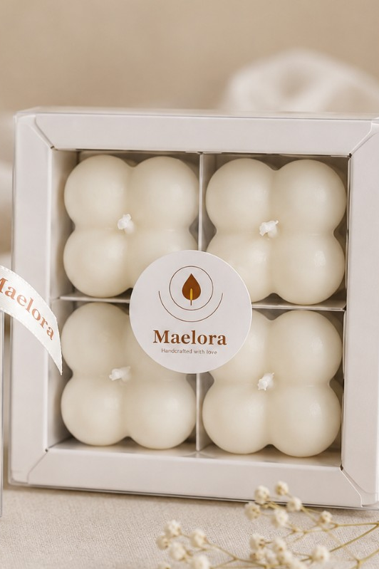 Maelora Bubble Candle gift box ? four bubble candles in window packaging