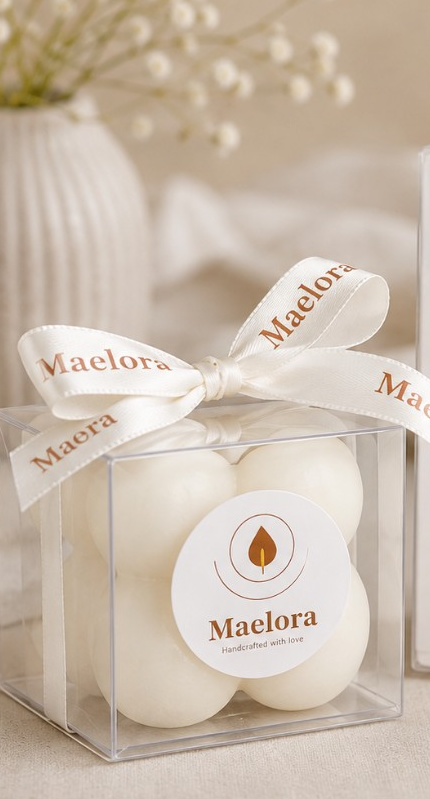 Maelora Bubble Candle little gift ? single candle in clear ribbon-tied box